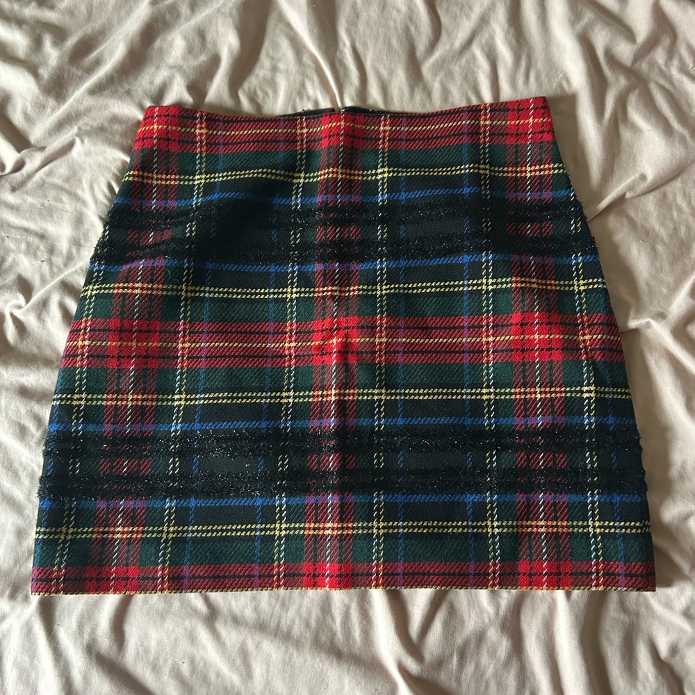 J. Crew Tartan Mini Skirt in Red, Green, and Blue